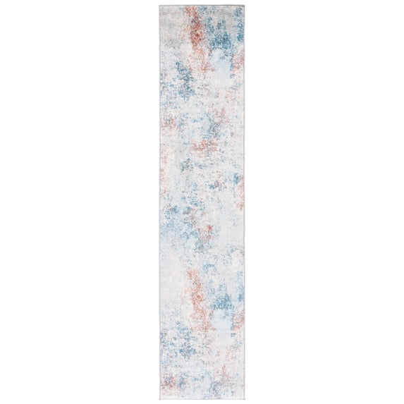 SAFAVIEH Tulum Fari Abstract Distressed Runner, Light Blue/Ivory, 2' x 13'