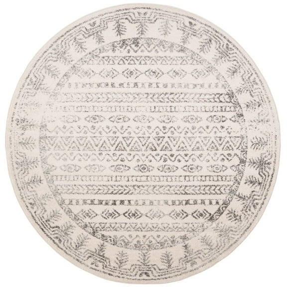 SAFAVIEH Tulum Flint Distressed Southwestern Area Rug, 3' x 3' Round, Ivory/Grey