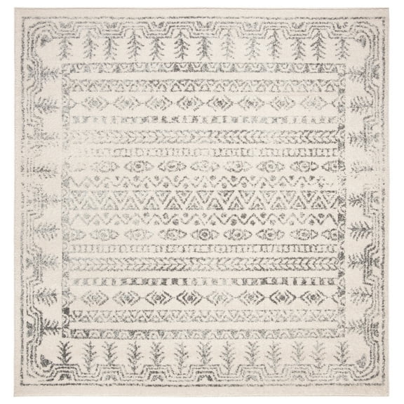 SAFAVIEH Tulum Flint Distressed Southwestern Area Rug, 3' x 3' Square, Ivory/Grey