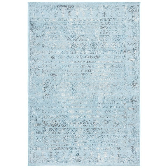 SAFAVIEH Tulum Flint Distressed Southwestern Area Rug, 3' x 5', Aqua Blue/Dark Grey