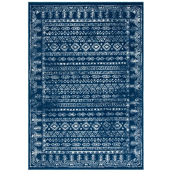 SAFAVIEH Tulum Flint Distressed Southwestern Area Rug, 3' x 5', Navy/Grey