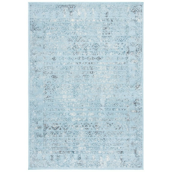 SAFAVIEH Tulum Flint Distressed Southwestern Area Rug, 4' x 6', Aqua Blue/Dark Grey