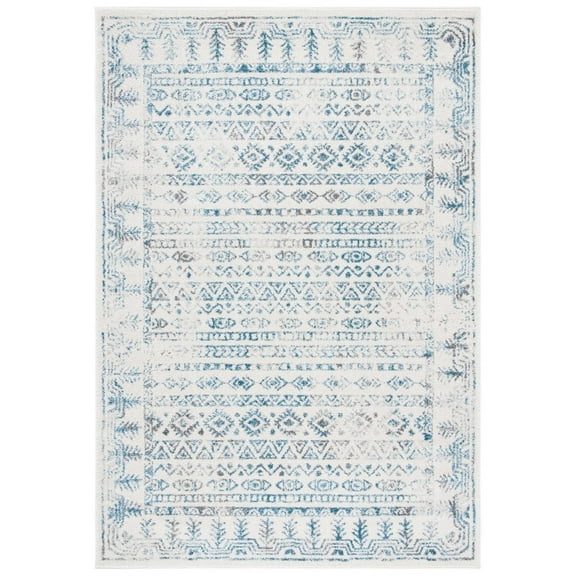 SAFAVIEH Tulum Flint Distressed Southwestern Area Rug, 4' x 6', Ivory/Teal