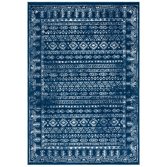 SAFAVIEH Tulum Flint Distressed Southwestern Area Rug, 4' x 6', Navy/Grey