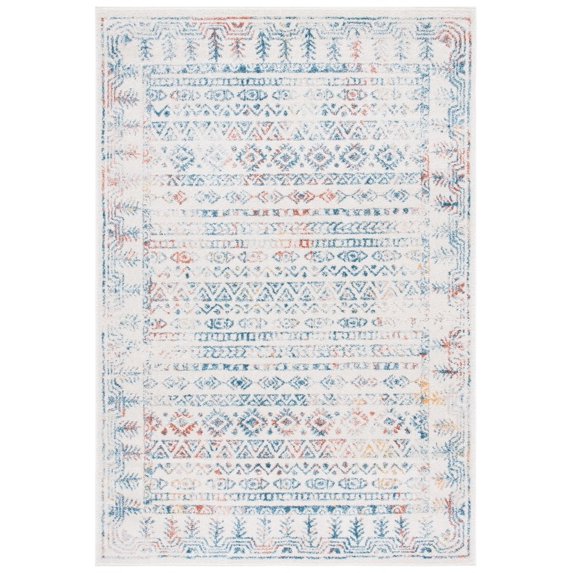 SAFAVIEH Tulum Flint Distressed Southwestern Area Rug, 5'3" x 7'6", Ivory/Rust