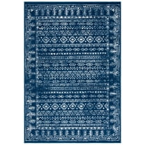 SAFAVIEH Tulum Flint Distressed Southwestern Area Rug, 5'3" x 7'6", Navy/Grey