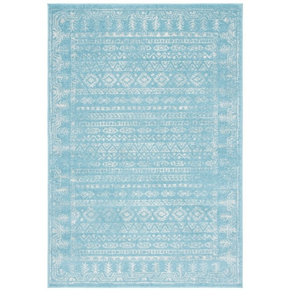SAFAVIEH Tulum Flint Distressed Southwestern Area Rug, 6' x 9', Aqua/Ivory