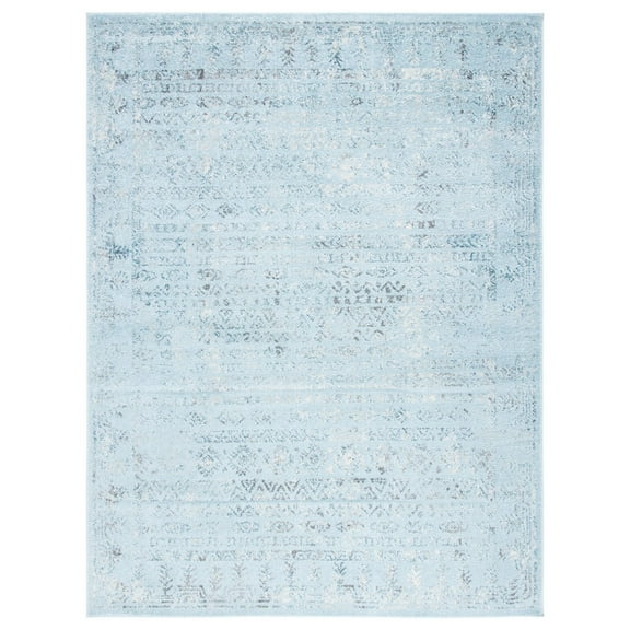 SAFAVIEH Tulum Flint Distressed Southwestern Area Rug, 8' x 10', Aqua Blue/Dark Grey