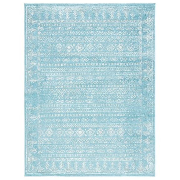SAFAVIEH Tulum Flint Distressed Southwestern Area Rug, 8' x 10', Aqua/Ivory