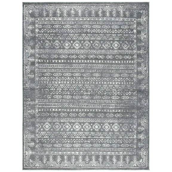 SAFAVIEH Tulum Flint Distressed Southwestern Area Rug, 8' x 10', Dark Grey/Ivory