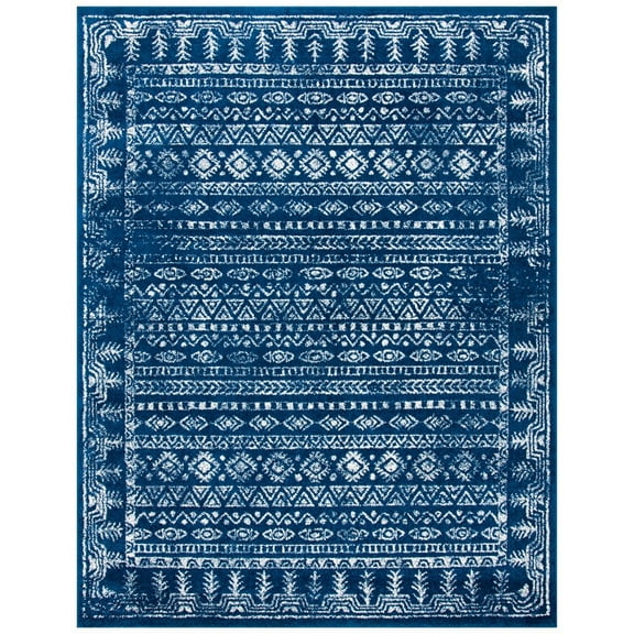 SAFAVIEH Tulum Flint Distressed Southwestern Area Rug, 8' x 10', Navy/Grey