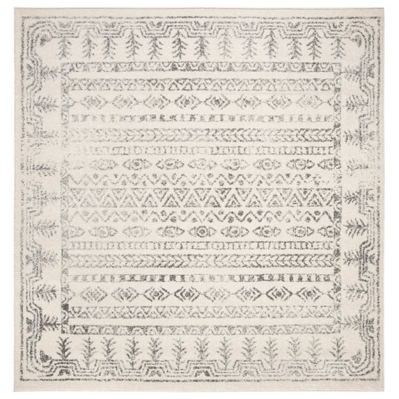 SAFAVIEH Tulum Flint Distressed Southwestern Area Rug, 8' x 8' Square, Ivory/Grey