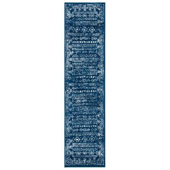 SAFAVIEH Tulum Flint Distressed Southwestern Runner, 2' x 8', Navy/Grey