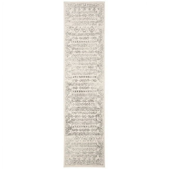 SAFAVIEH Tulum Flint Distressed Southwestern Runner Rug, Ivory/Grey, 2' x 8'