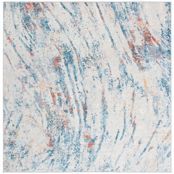 SAFAVIEH Tulum Fredrick Abstract Area Rug, 6'7" x 6'7" Square, Ivory/Dark Blue