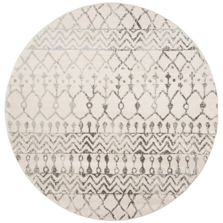 SAFAVIEH Tulum Glen Moroccan Geometric Area Rug, 10' x 10' Round, Ivory/Grey