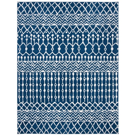 SAFAVIEH Tulum Glen Moroccan Geometric Area Rug, 10' x 10' Square, Navy/Ivory
