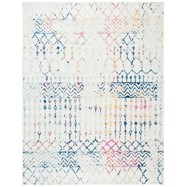 SAFAVIEH Tulum Glen Moroccan Geometric Area Rug, 10' x 13', Ivory/Blue