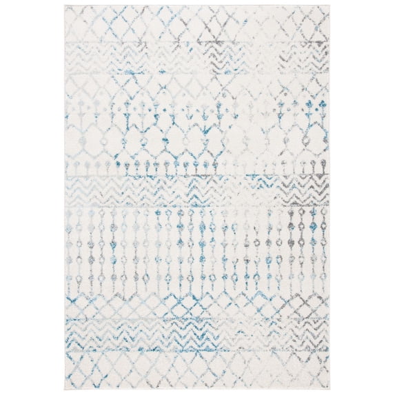 SAFAVIEH Tulum Glen Moroccan Geometric Area Rug, 10' x 13', Ivory/Turquoise