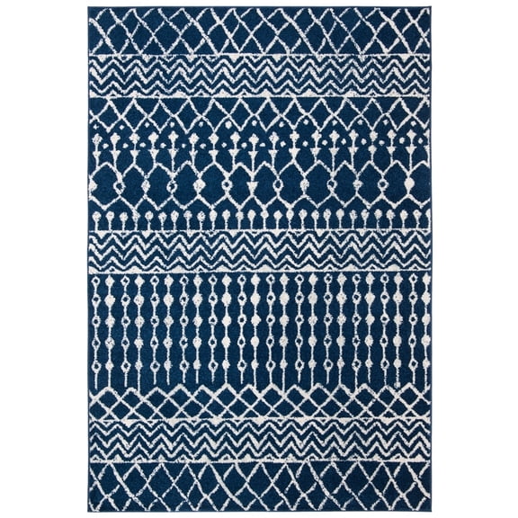 SAFAVIEH Tulum Glen Moroccan Geometric Area Rug, 2' x 3', Navy/Ivory