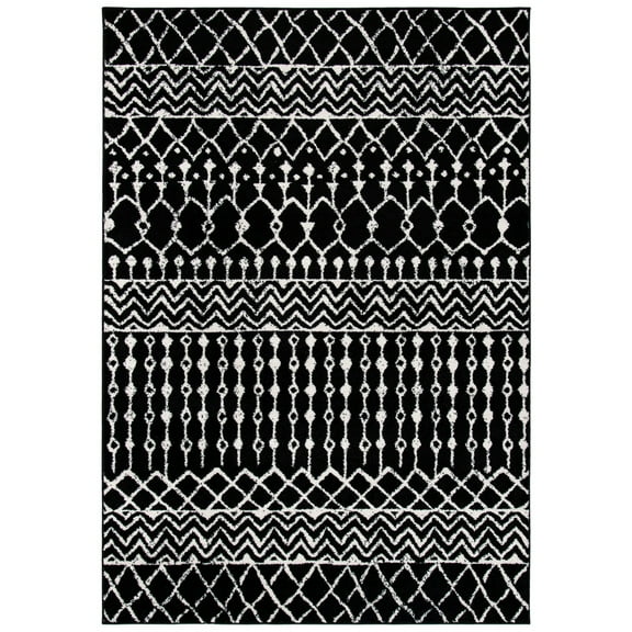 SAFAVIEH Tulum Glen Moroccan Geometric Area Rug, 2' x 4', Black/Ivory