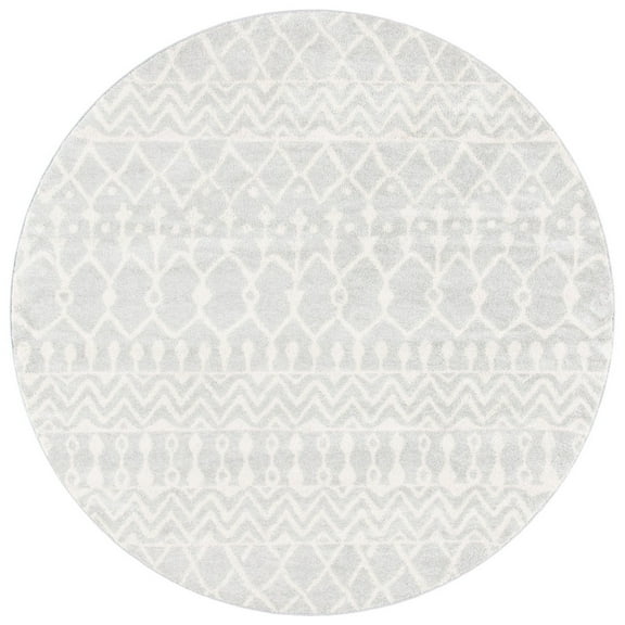 SAFAVIEH Tulum Glen Moroccan Geometric Area Rug, 3' x 3' Round, Light Grey/Ivory