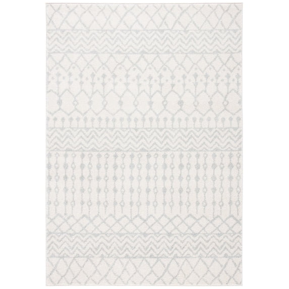 SAFAVIEH Tulum Glen Moroccan Geometric Area Rug, 5'3" x 7'6", Ivory/Light Grey