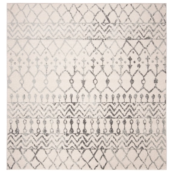 SAFAVIEH Tulum Glen Moroccan Geometric Area Rug, 5' x 5' Square, Ivory/Grey