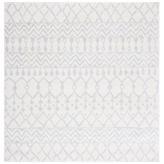 SAFAVIEH Tulum Glen Moroccan Geometric Area Rug, 5' x 5' Square, Ivory/Light Grey