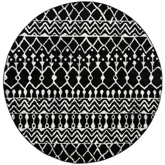 SAFAVIEH Tulum Glen Oriental Area Rug, Black/Ivory, 6'7" x 6'7" Round