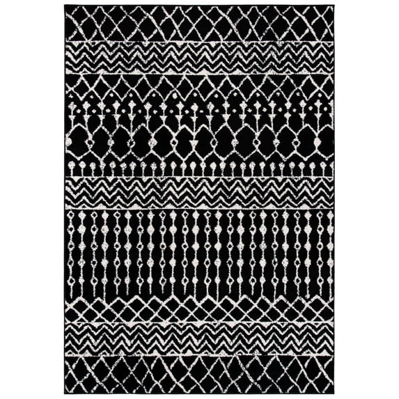 SAFAVIEH Tulum Glen Moroccan Geometric Area Rug, 6' x 9', Black/Ivory