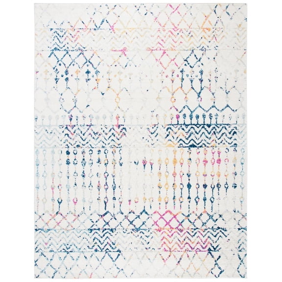 SAFAVIEH Tulum Glen Moroccan Geometric Area Rug, 8' x 10', Ivory/Blue