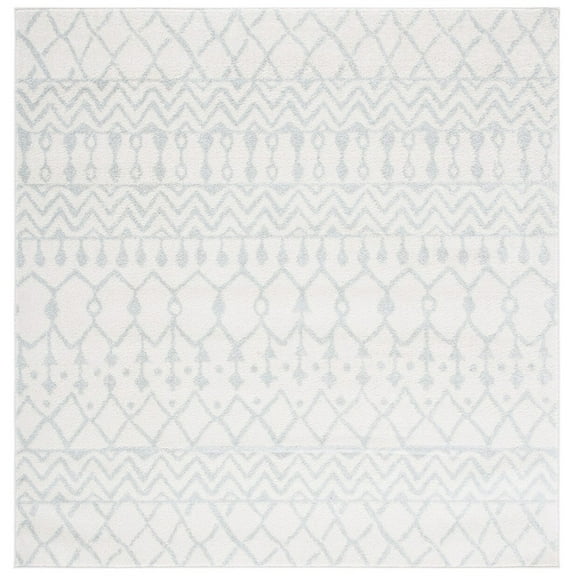 SAFAVIEH Tulum Glen Moroccan Geometric Area Rug, 8' x 8' Square, Ivory/Light Grey
