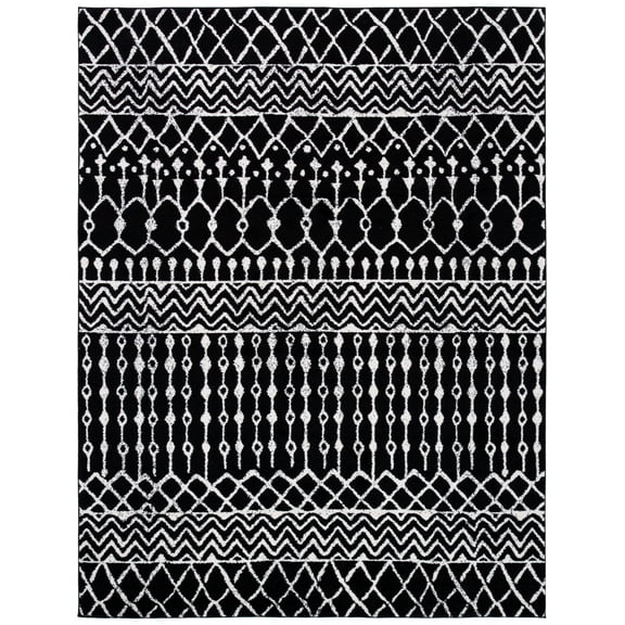 SAFAVIEH Tulum Glen Moroccan Geometric Area Rug, 9' x 12', Black/Ivory