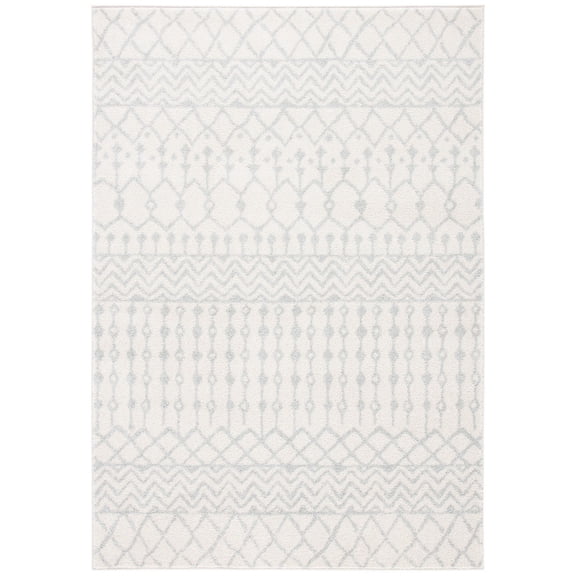 SAFAVIEH Tulum Glen Moroccan Geometric Area Rug, 9' x 12', Ivory/Light Grey