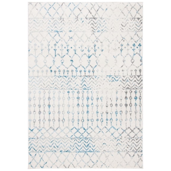SAFAVIEH Tulum Glen Moroccan Geometric Area Rug, 9' x 12', Ivory/Turquoise