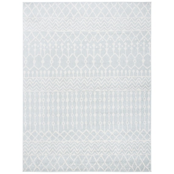 SAFAVIEH Tulum Glen Moroccan Geometric Area Rug, 9' x 12', Light Grey/Ivory