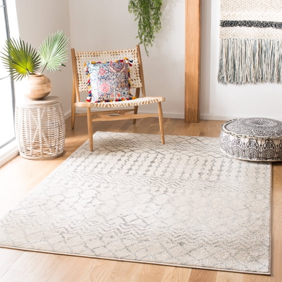 SAFAVIEH Tulum Glen Moroccan Geometric Area Rug, Ivory/Grey, 12' x 15'