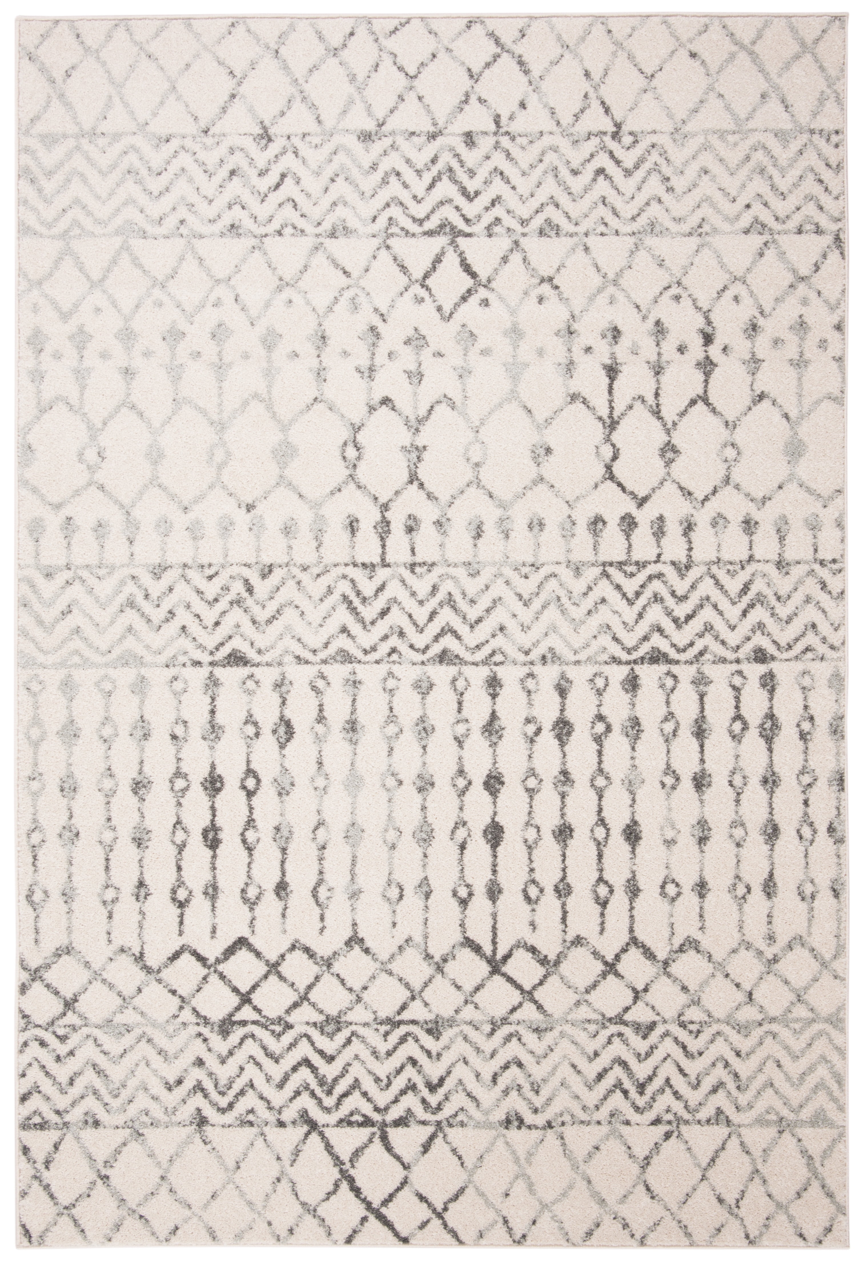 Ivory and Grey Rectangular Hand-knotted Synthetic Area Rug