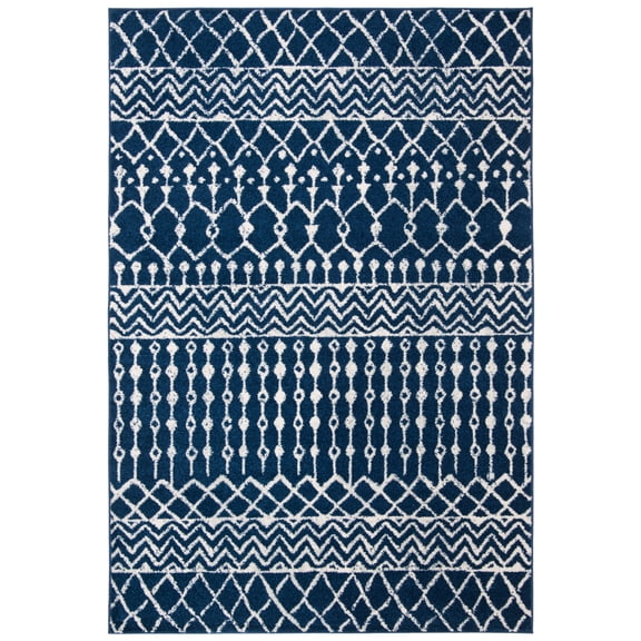 SAFAVIEH Tulum Glen Moroccan Geometric Area Rug, Navy/Ivory, 4' x 6'