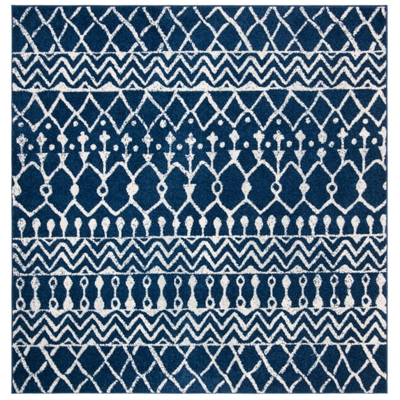 SAFAVIEH Tulum Glen Moroccan Geometric Area Rug, Navy/Ivory, 6'7" x 6'7" Square