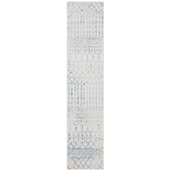 SAFAVIEH Tulum Glen Moroccan Geometric Runner, 2' x 13', Ivory/Turquoise