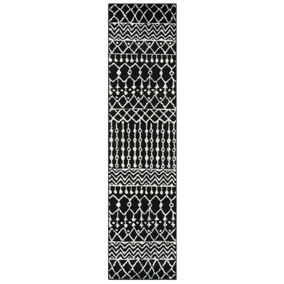 SAFAVIEH Tulum Glen Moroccan Geometric Runner, 2' x 5', Black/Ivory