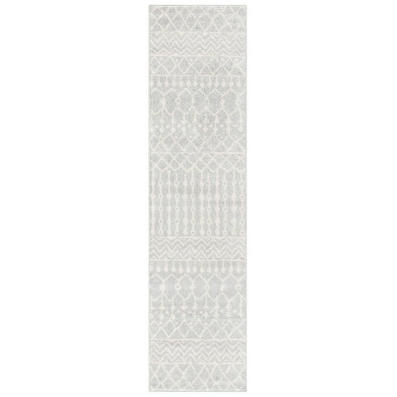 SAFAVIEH Tulum Glen Moroccan Geometric Runner, 2' x 5', Light Grey/Ivory