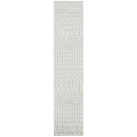 SAFAVIEH Tulum Glen Moroccan Geometric Runner, 2' x 7', Ivory/Light Grey