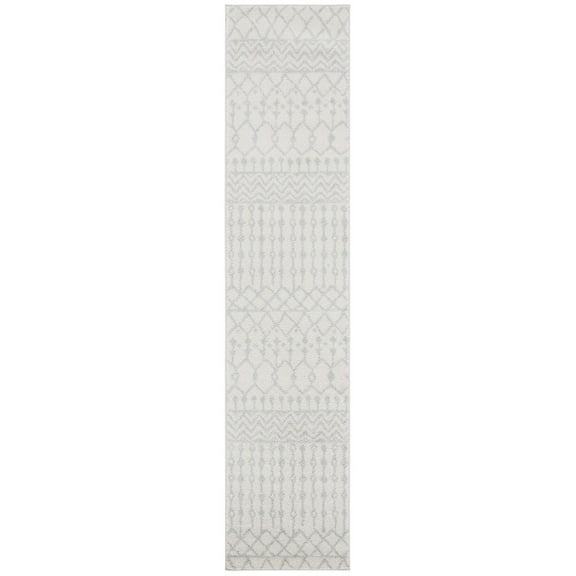 SAFAVIEH Tulum Glen Moroccan Geometric Runner, 2' x 7', Ivory/Light Grey