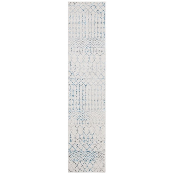 SAFAVIEH Tulum Glen Moroccan Geometric Runner, 2' x 7', Ivory/Turquoise