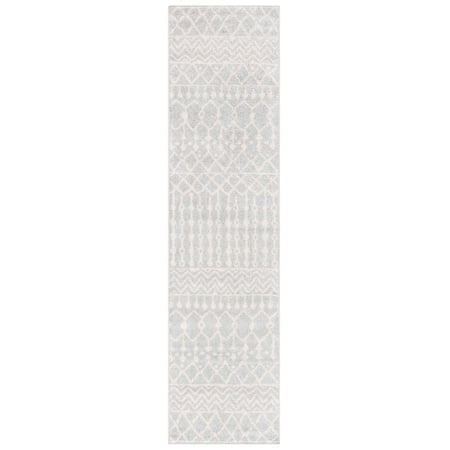 SAFAVIEH Tulum Glen Moroccan Geometric Runner, 2' x 7', Light Grey/Ivory
