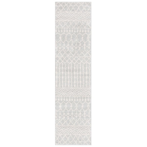 SAFAVIEH Tulum Glen Moroccan Geometric Runner, 2' x 8', Light Grey/Ivory