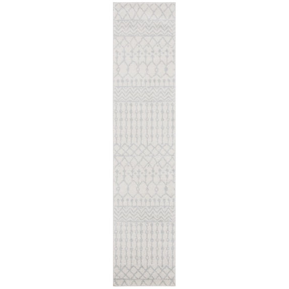 SAFAVIEH Tulum Glen Moroccan Geometric Runner, 2' x 9', Ivory/Light Grey